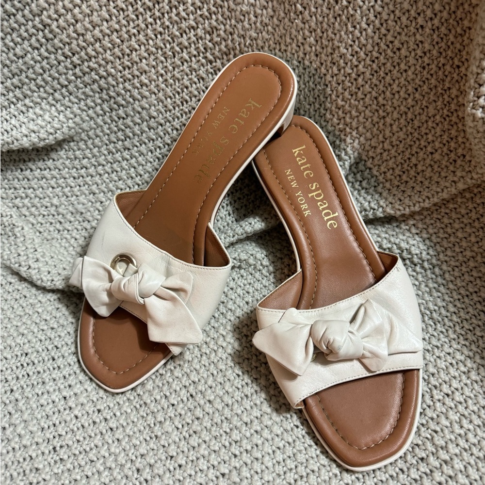 Kate Spade New York Womens Lilah Ivory Slide Sandals 9 Medium